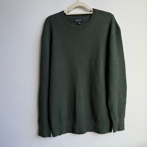 Proof Huckberry Mens 72 Hour Merino Wool Sweater XL Green Minimalist Waffle Knit